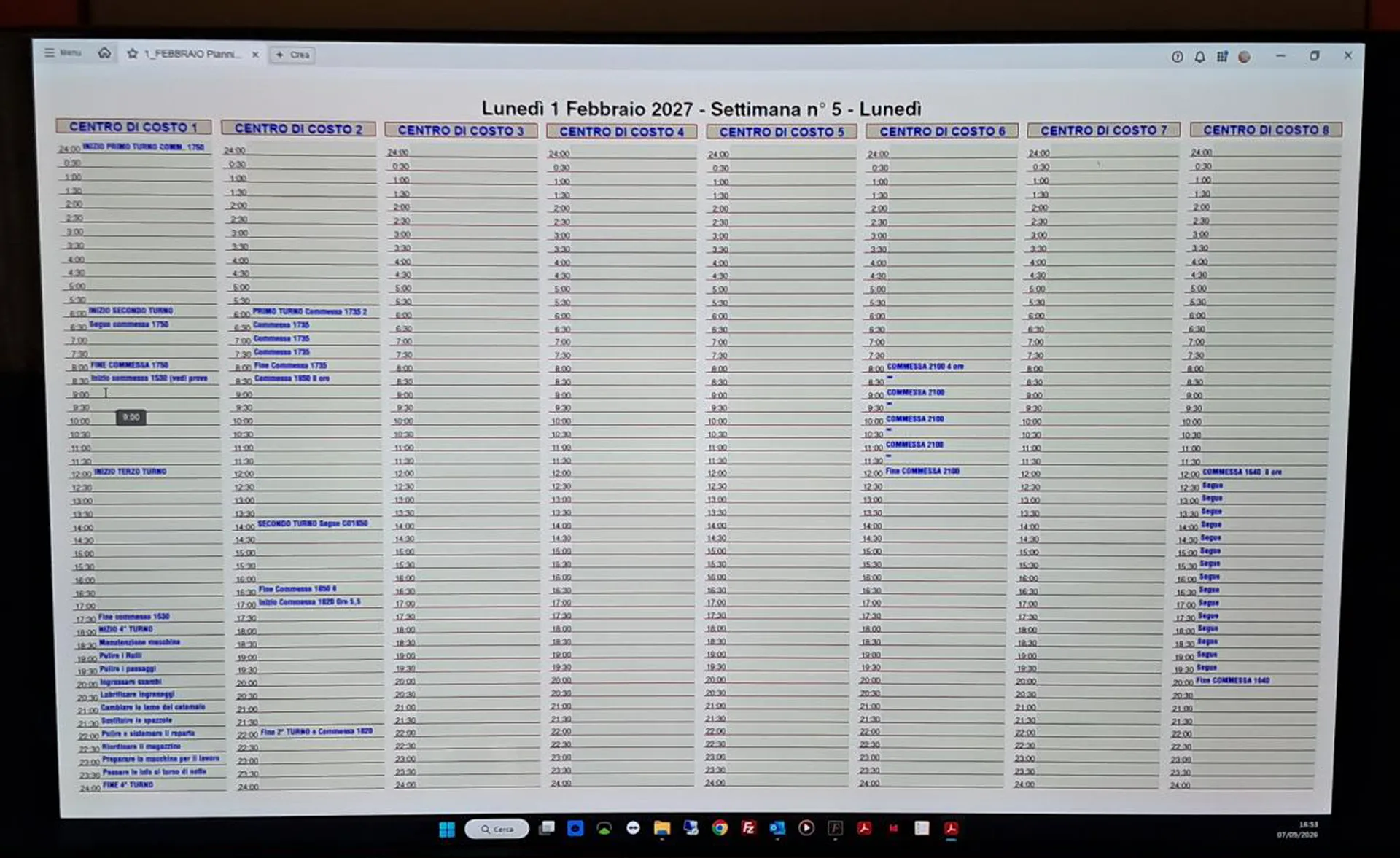 Vista Full Screen su Tv, Planning personalizzato Programmazione Aziende | UnigrafPrint