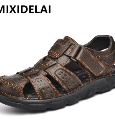 Genuine Leather Casual Shoes For Men High Quality Classic Men Sandals Summer Outdoor Walking Men Sneakers Breathable Men Sandals