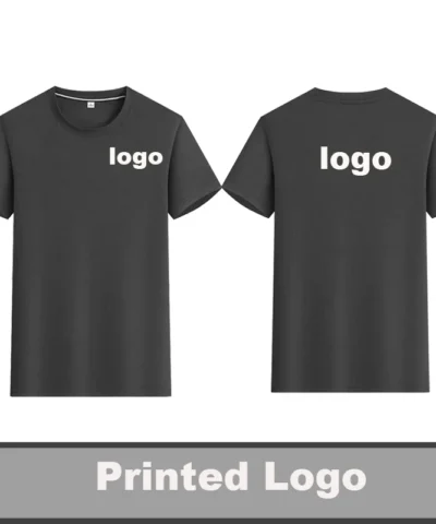 Custom Logo Print T-Shirt Unisex Solid Color Short Sleeve Crew Neck Casual Basic Cotton Tee For Men Women Daily Wear
