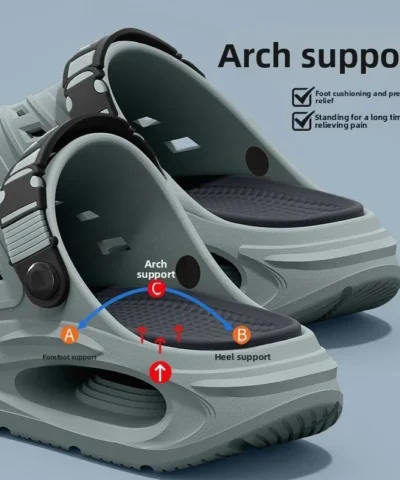 Arch Support, Anti Slip, Soft Sole, Wear-Resistant Cool Slippers for Wearing, Thick Sole Breathable Odor Proof Summer Hole Shoes