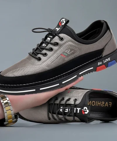 Genuine Leather  Man Shoes Elastic Band Men's Sneakers Concise Soft Soled Men Casual Shoes Light Running Sneaker Tenis Shoes
