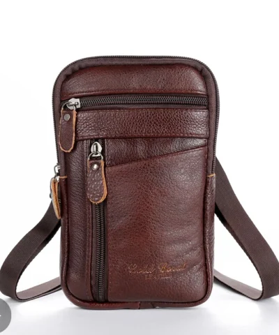 Cross Shoulder Genuine Leather Bag Husband Handbag For Men Belt Pouch Waist Fanny Pack Male Bum Kangaroo Hip Sack Belly Banana