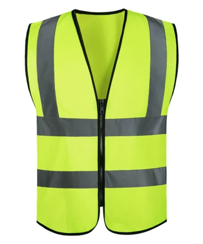 Four zipper style,Reflective vest, construction site, environmental sanitation, traffic, yellow reflective vest, multiple pocket
