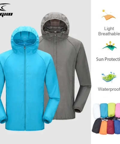 Camping Rain Jacket Men Women Waterproof Sun Protection Clothing Fishing Hunting Clothes Quick Dry Skin Windbreaker With Pocket