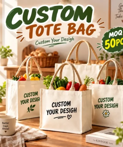 Wholesale Custom Tote Bags Personalized Canvas Shopping Bag with Logo Printing Reusable Cotton Bag Promotional Gift Bag MOQ50PCS