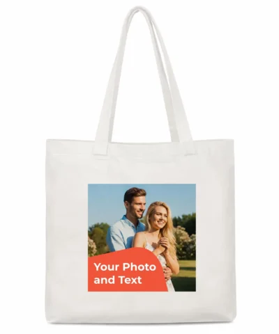 Custom Tote Bag ,Personalized with Photo Logo, Single or Double Sided Print, Reusable for Shopping Grocery Beach Picnic Wedding