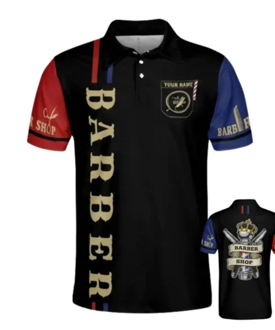 Custom Diy Barber Polo Shirt For Men Personalized Name Barbershop Print Oversized Short Sleeve T Shirts Team Uniform For Barbers