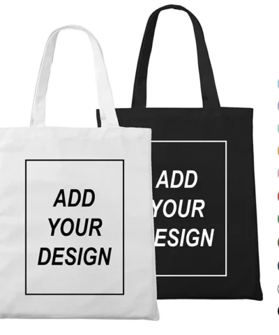 Custom Tote Bag Add Your Design Photo Text Shopping Bags Personalized Zipper Inside Pocket Canvas Bags