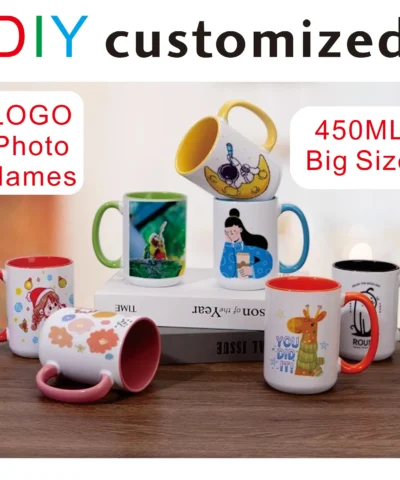 Custom Image 15oz Ceramic Coffee Mugs Family Photos Design Mug Personalized Text DIY Cups Friends Birthday Creative Novelty Gift
