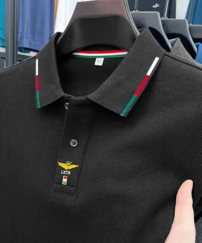 100% pure cotton long sleeved men's polo shirt autumn luxury brand custom embroidery design fashionable golf top casual T-shirt