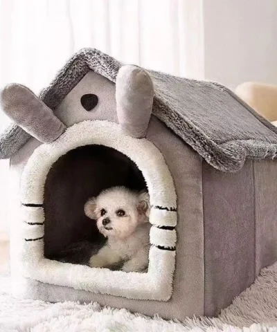 All Season Dog House Style Bed - Removable Washable Pet Bed for Small Dogs Teddy Winter Warm Cat Dog House