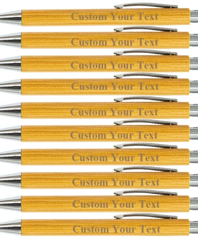 Personalized Ballpoint Pen Engraved Bamboo Pens Customize Company Logo Baby Shower Baptism School Wedding Gift Decoration