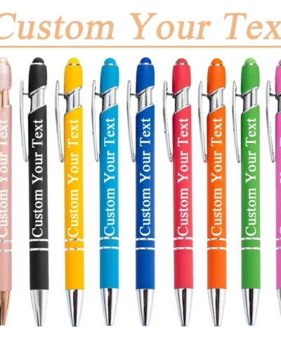 Engraving Name Gift Pen 10pcs Custom Pens with Logo Engrave Text Ballpoint Pen with Stylus Tip for Student Business Office