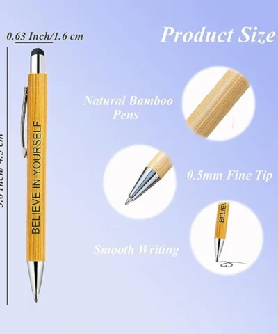 Personalized Ballpoint Pen Engraved Bamboo Pens Customize Company Logo Baby Shower Baptism School Wedding Gift Decoration - immagine 2