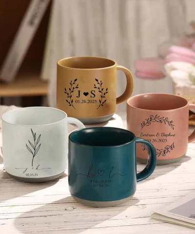 Custom Pottery Mug Set for Couples Personalized Mr&Mrs Coffee Tea Mugs Anniversary Christmas Wedding Mother’s Day Birthday Gift