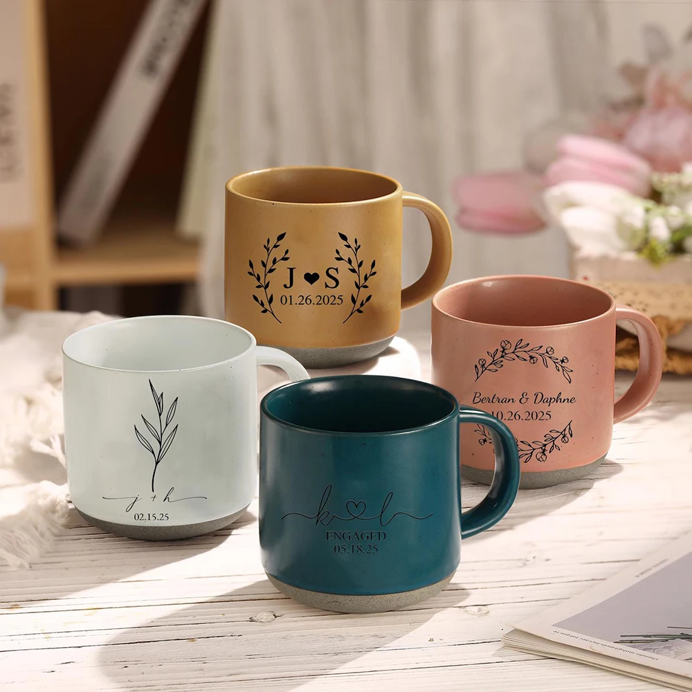 Custom Pottery Mug Set for Couples Personalized Mr&Mrs Coffee Tea Mugs Anniversary Christmas Wedding Mother’s Day Birthday Gift