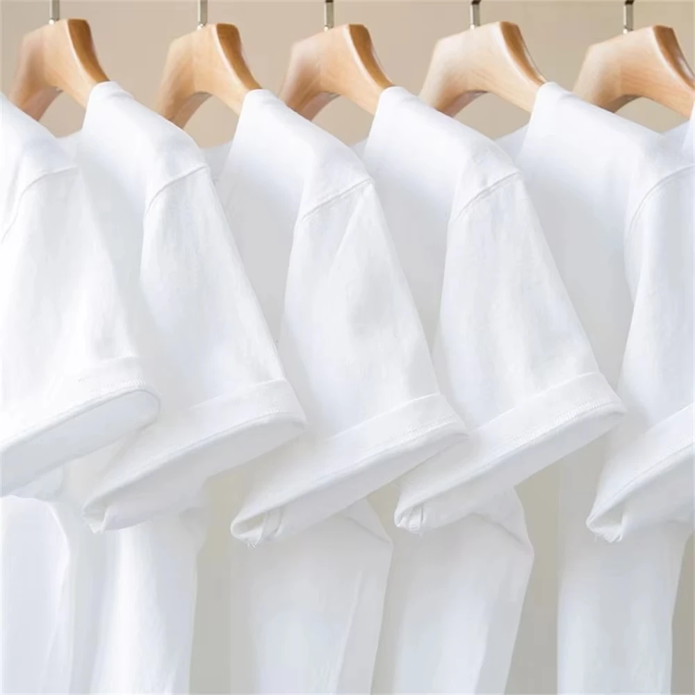 100% Cotton Men's T-shirt O-neck Solid Color Bottoming Shirt Universal Casual Breathable T-shirt Tops Spring Autumn - immagine 4