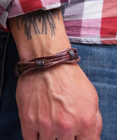 Men's Genuine Leather Braided Bracelet,Adjustable Length Bracelet,Men's Gifts,Best Gift for Husband/Father,1pc
