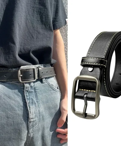 Leather Belt For Men Pin Buckle Jeans Black Belt Chic Luxury Brand Ladies Vintage Strap Waistband