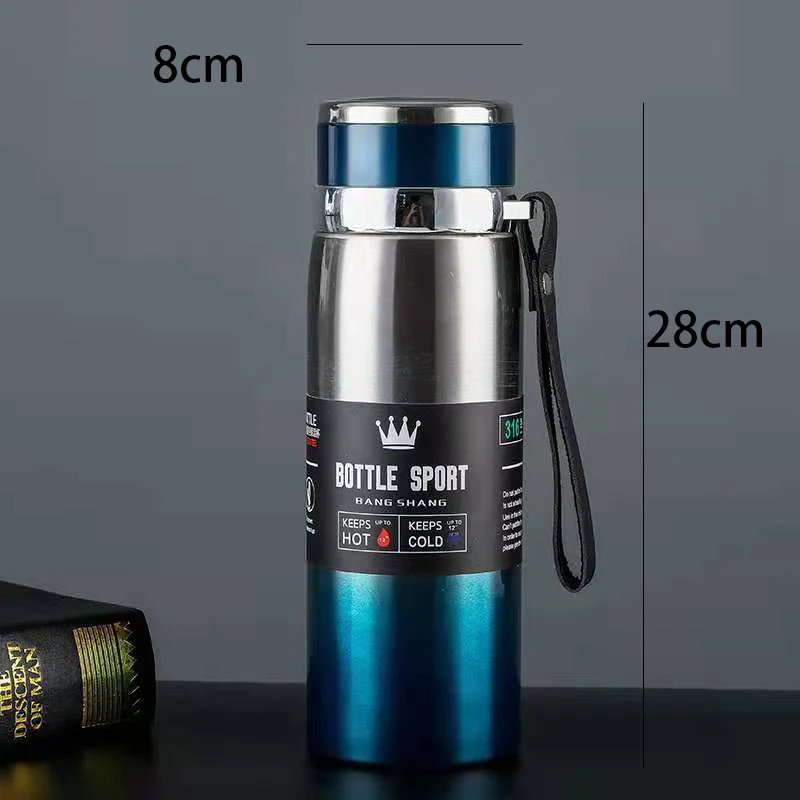 1L Thermal Water Bottle 316 Stainless Steel Tea Water Keep Cold and Hot Water Bottole Vacuum Flasks Large Capacity Sports Kettle - Imagem 6