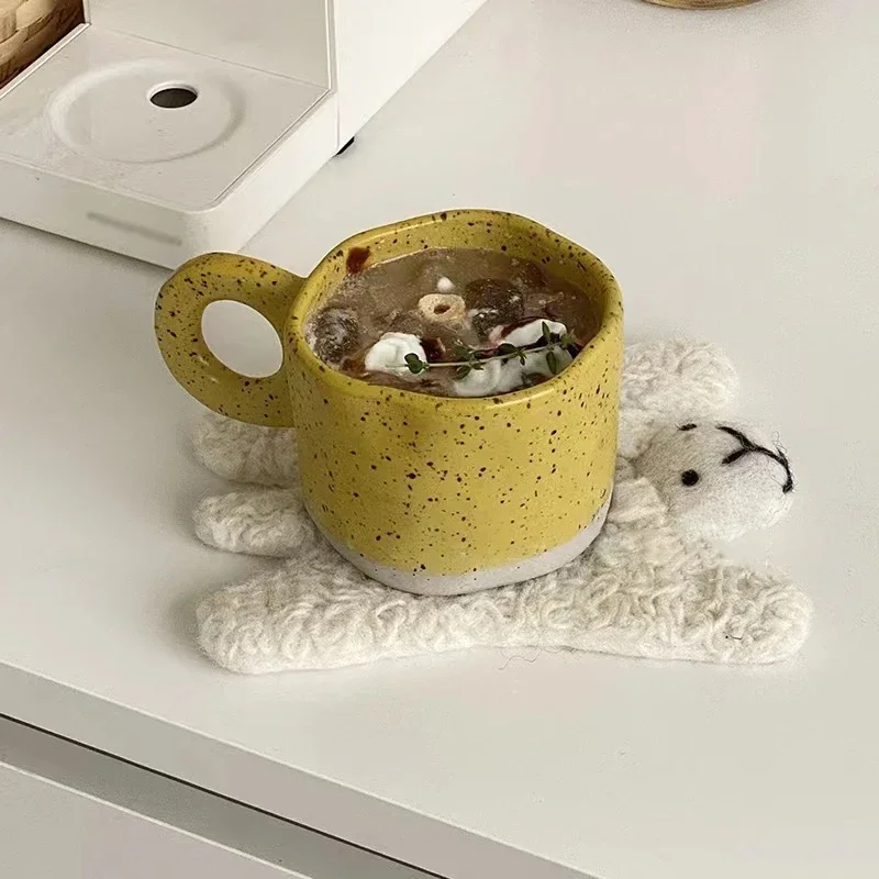 250ML Ceramic Mugs Creative Ring Handle Korean Style Irregular Splash Ink Coffee Cup Office Home Breakfast Tea Cup Handgrip Mug - immagine 8