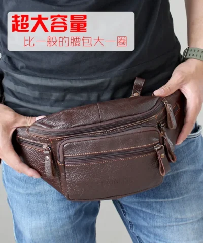 Genuine Cowhide Leather Waist Bag Men Funny Pack Belt bag Phone Pouch Multiple Pocket Hiking Running And Cycling bags fanny pack