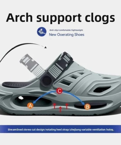 Arch Support, Anti Slip, Soft Sole, Wear-Resistant Cool Slippers for Wearing, Thick Sole Breathable Odor Proof Summer Hole Shoes