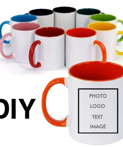 Custom Ceramic Mug Color Inside and Handle Inside Cup DIY Image Ceramic Mug DIY Photo Picture Logo Text Gifts