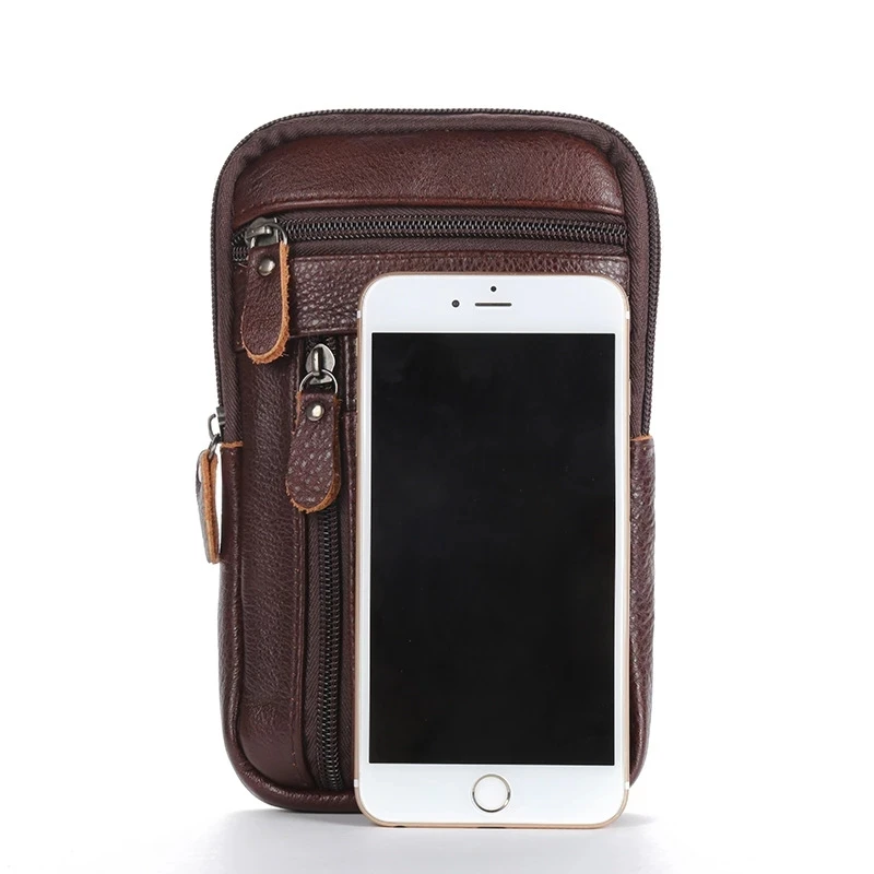 Cross Shoulder Genuine Leather Bag Husband Handbag For Men Belt Pouch Waist Fanny Pack Male Bum Kangaroo Hip Sack Belly Banana - immagine 2