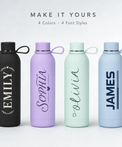 Custom Name Insulated Water Bottle 304 Stainless Steel Vacuum Flask Personalized Gift for Women Men Students Teachers