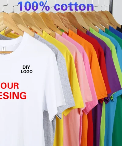 Custom Men's and Women's 100% Cotton T-Shirt Clothing DIY Culture Advertising Shirt Company Logo Printed Logo Short Sleeve