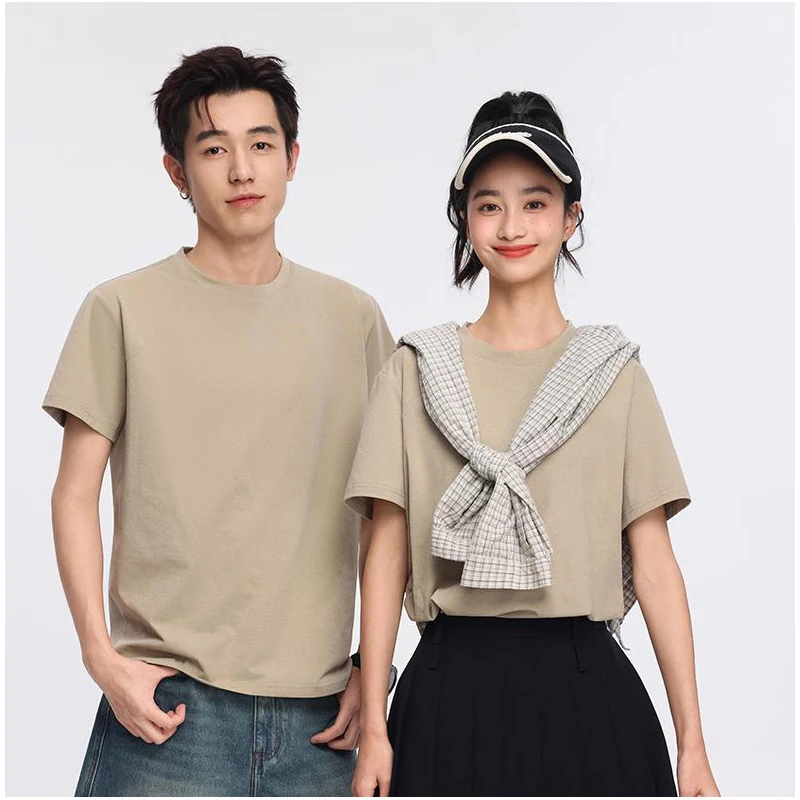 Custom Logo Print T-Shirt Unisex Solid Color Short Sleeve Crew Neck Casual Basic Cotton Tee For Men Women Daily Wear - immagine 2