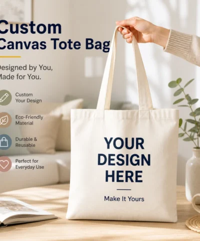 Personalized Custom Photo Canvas Tote Bag, Double Sided Print Large Shoulder Shopping Bag Casual Grocery Handbag for Women